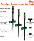 Flexible Sprinkler System With Metal Spike Base For Above Ground Lawn Irrigation Kit No Fuss Adjustable Sprinklers diagram