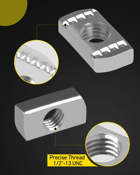 Beefed Up Heavy Duty Strut Channel Nuts 1/2 Inch 13 Thread No Spring Thickened 9mm Zinc Plated Grade 5 Steel 120 Piece Set For Channel Framing And Support Durable Construction For Safer Easier Installations