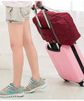 Foldable Travel Duffel Bag Set Two Pack Airline Friendly Carry On Luggage Weekender Tote for Women And Girls with Trolley Sleeve