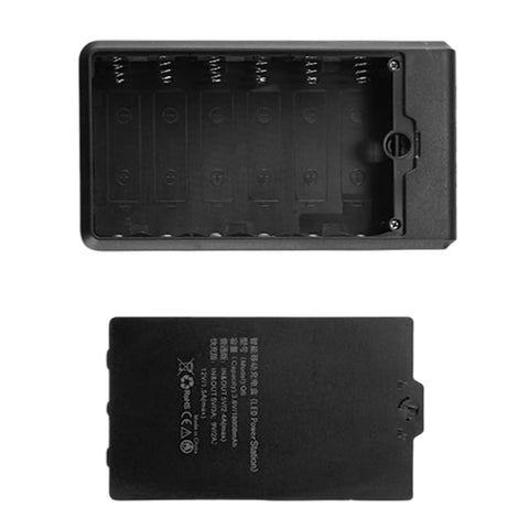Rugged Six Slot Battery Enclosure With Real Time Digital Display For Portable Road Trips And Campouts Plug And Play Usb Charger Case showing internal battery slots.