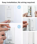 Zigbee Smart Switch Toggle Rocker No Wiring Needed Hub Required Works With Echo Devices With Zigbee Hub Built In Home Assistant Hubitat SmartThings And Homey Easy Installation Snaps On Top Of Existing Toggle Switch For Mechanical Control And Smart installed on white wall switch, no wiring