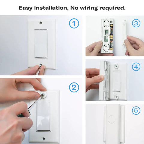 Zigbee Smart Switch Toggle Rocker No Wiring Needed Hub Required Works With Echo Devices With Zigbee Hub Built In Home Assistant Hubitat SmartThings And Homey Easy Installation Snaps On Top Of Existing Toggle Switch For Mechanical Control And Smart installed on white wall switch, no wiring