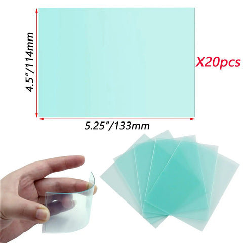 20 Pcs Welding Protective Lens Replacement Lenses For Outer Helmet Clear Covers 4.5 By 5.25 Inch 0.04 Inch Thick Pack