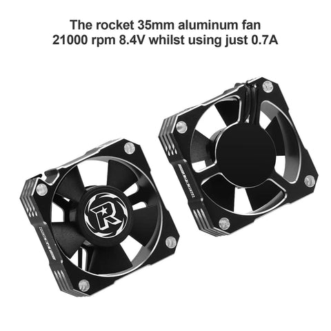 Ultra Fast RC Brushless Motor Cooling Fan For 1 8th And 1 10th Scale Cars, 35mm Diameter, Up To 21000 RPM, 8.4V Aluminum Heatsink, Black