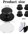 Five Pack Self Adhesive Cabinet Knobs No Drill Required Quick Install Black Drawer Handles For Cabinets And Drawers DIY Furniture Makeover For Quick Home Renovation Projects showing size and adhesive back.