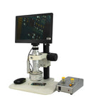 0.65-4.5x Industrial Inspection 3D Video Microscope With LCD Display And Built-In Digital Camera, Dope Track Stand For Precise Micro Work, Perfect For Electronics, Jewelry, And Small Part Inspection TD02020201, desktop unit with control box