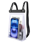 Large Waterproof Phone Pouch With Sealing Strip, Floating Dry Bag For Kayaks And Beach Trips, IPX8 Rating, Universal Fit, White