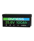 24V 100Ah LiFePO4 Battery With 2560W Output, 25.6V pack, durable casing, for RV living, off-grid solar, marine use