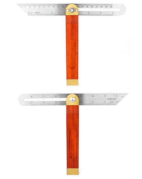 Badass 9 Inch Stainless Steel T Bevel Gauge Angle Finder with grippy wood handle for precise angle measurements.