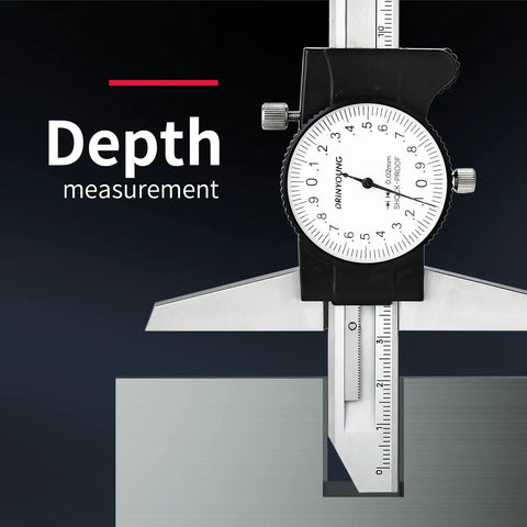 Pro Grade Depth Caliper With Gauge 0 to 150 and 200 mm, 0.02 mm Precision Depth Dial Caliper for hole measurement