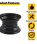 7 Inch ATV Wheel Rim That's Ready For 16x8-7 Tire, black alloy, 3 lug mount, with product feature icons, shown front view.