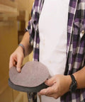Person holding 9 Inch Disk Abrasive Sanding Net Disc 240 Grit, showing open weave texture for dust-free sanders.