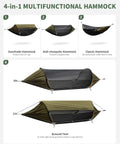 4 In 1 Camping Hammock Tent With Mosquito Net And Removable Sunshade for Outdoors Hiking Travel, showing sunshade and tent modes