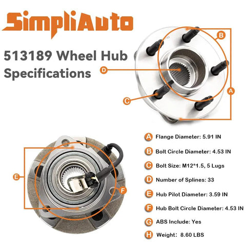 Front Wheel Hub Bearing Assembly 513189 For Chevy Equinox 2005 2006 Saturn Vue 2002 2007 Pontiac Torrent 2006 specs