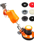 17 Inch Commercial Floor Buffer Scrubber Polisher Machine with 2.0 HP Motor, 175 RPM Low Speed, 3.4 Gallon Tank and pads