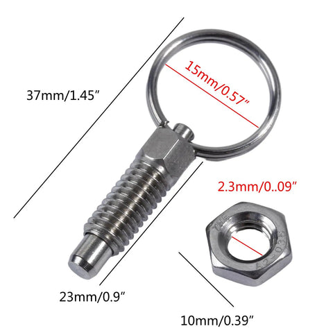 Four Pack Heavy Duty Stainless Steel Spring Plunger Knobs with Pull Type Indexing and Threaded Locking Pins Non Lockout Design, 37mm.