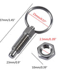 Four Pack Top Shelf Stainless Steel Spring Loaded Indexing Plunger with Quick Release Pull Knob, 37mm size, heavy duty hardware.