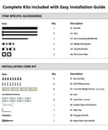 Complete installation kit details for Built Tough Outdoor Step Handrails For Seniors, includes accessories and tools.