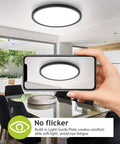 Dope Low Profile Flush Mount LED Ceiling Light Fixture Black 12 Inch 28W Dimmable With 3 Color Temperatures 3000K 4500K 6000K installed in a modern dining room