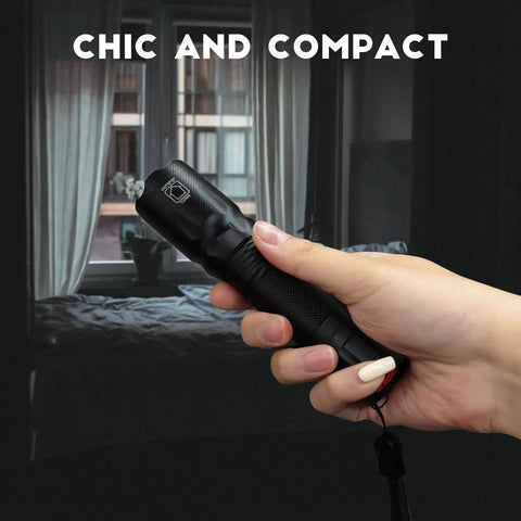 Upgraded Red Flashlight With White Light And Red Light Modes Memory Zoom Lens Weatherproof Portable Torch held in hand