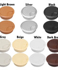 Sleek Desk Grommet Kit For Neat Cable Management Hides Messy Wires Keeps Office Organized And Cool With Durable Polished Finish Perfect For Any Computer Setup Or Modern Workspace. 60mm and 80mm round desk cable covers in multiple colors