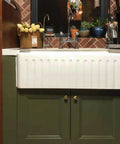 Gold Cabinet Knobs Set 12 Pack Round Drawer Pulls With Screws For Kitchen Cabinets Bedroom Furniture Cupboards Desks And Dressers Durable Hardware Upgrade Easy Install With Modern Gold Finish Upgrade Your Look. Gold round knobs on green kitchen sink cabinet doors.