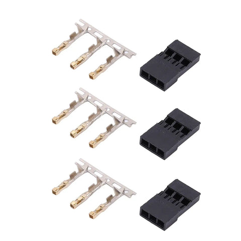 JR Connector Kit 11.010 100 Pieces Gold Plated Pins for Electronic Equipment and Model Aircraft, brass and ABS components visible.