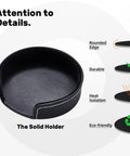 Leather Coasters 6 Piece Set With Holder For Weddings, Bars, Homes, And Offices, Microfiber PU Leather Mats Highlight