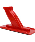 Slick Anti Slip Woodworking Push Block With Ergonomic Tilted Handle For Table Saw Router And Jointer Safety Guide showing red ABS plastic build.