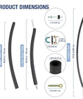 Heavy Duty 6 Pack Curved Trampoline Replacement Poles Universal Fit For Eight To Sixteen Foot Frames dimensions and sizes