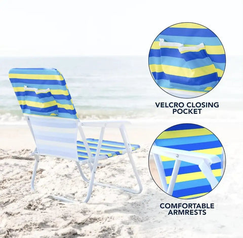 Low Seat Folding Beach Chair With Carry Strap For Easy Transport Lightweight Portable Outdoor Lounger for Beach Hangouts on sand