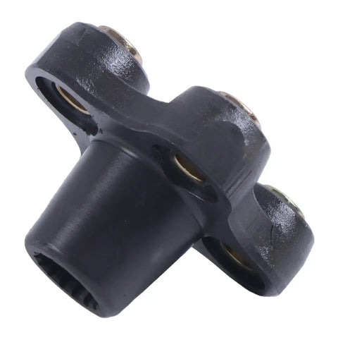 Hydraulic Pump Coupler D136083 253541A1 Replacement Part for Loader Backhoe, close-up showing black metal build and bolt holes.