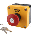 Red Emergency Stop Push Button Switch With Key 660V 1NO 1NC 10A Latching ON OFF Beefy Heavy Duty Safety Switch Includes Box And Two Keys