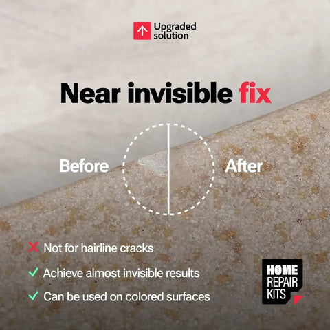Near invisible fix comparison using Clear DIY Chip Repair Kit For Granite Marble Quartz Porcelain Tile And Countertops Fix Cracks Chips And Scratches In Minutes No Pro Needed Perfect For Fiberglass And Ceramic Surfaces.