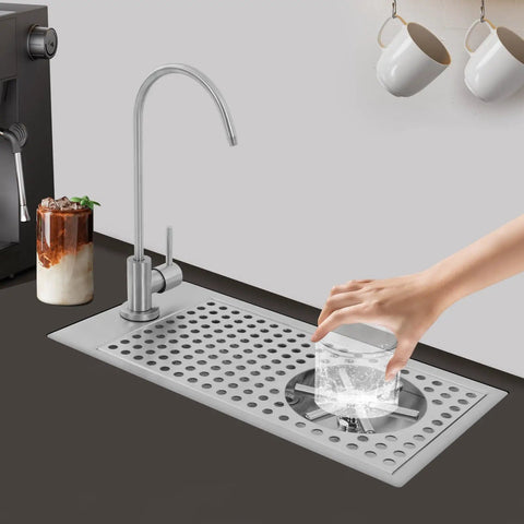 Zero Stress Slick Stainless Steel Sink Glass Rinser With Easy Faucet Mount Heavy Duty Dual Spray Wand For Commercial Bars And Home Cafes Flushes Cups Clean Quick