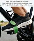 4 Pack Bike Pedal Straps For Kids, adjustable green toe clip belt on sneaker, cycling on fixed gear bike