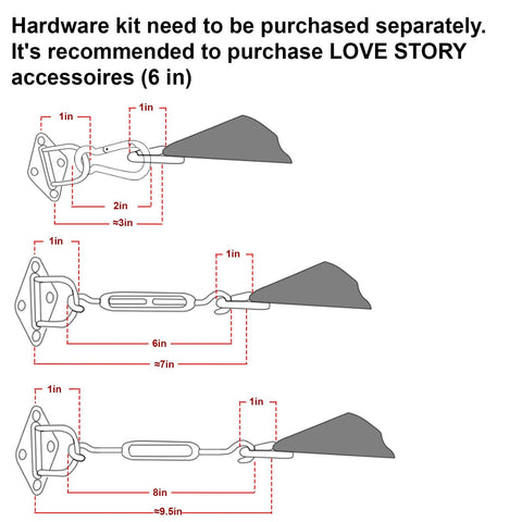Diagram of hardware needed for Right Triangle Sand Shade Sail Canopy 10x10x14 UV Block Sun Shelter installation.