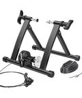 Indoor Magnetic Bike Trainer Stand With Six Level Resistance Fits 26 to 28 Inch and 700C Wheels Includes Front Wheel Riser Block