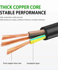 Cross-section of a 6 Ft Replacement Power Cord For Popular Electric Pressure Cookers And Rice Cookers showing copper core and insulation