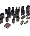 Versatile Hollow Punch Cutter Set With 24 Shape Styles For Small Leather Craft Projects, high carbon steel punch tools display