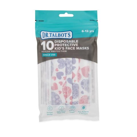 Kids Disposable Face Masks For Girls Aged 6 To 12, 10 Pack, Breathable Protective Masks With Fun Print Designs in Packaging