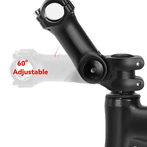 Adjustable Bike Stem Riser Extender For 28.6mm Fork And 31.8mm Bars 110mm Length With 0 To 60 Degree Tilt in black, side view
