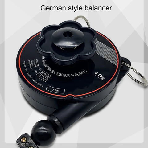 Heavy Duty Spring Balancer For Tools, Retractable 2m Stand With Hook And Wire Rope, Adjustable Suspension Balancer Retractor, 0.6kg, black steel