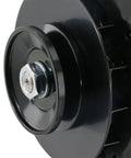 Close-up of black pulley on Penta Alternator Replacement For 2.5L To 9.4L Marine Engines, Plug And Play Boat Electrical Part.