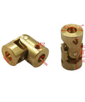 Five Pack 3mm To 3mm Brass Universal Joint Shaft Couplings with screws and wrench, hobbyist grade motor shaft coupler connector for RC boats, cars, 3D printers.