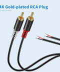 Dead Simple RCA To Speaker Wire Hookup That Gets Your Rig Back On Track This 20 AWG Audio Patch Cord with gold-plated connectors.