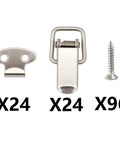 24 Pack Stainless Steel Spring Toggle Locks With Clasp Buckle Latches with screws for cabinets, boxes, suitcases, and drawers.