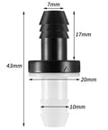 Front view of ABS inline check valve, 3/8 in (10 mm) plug-in, one-way valve for liquids and gases