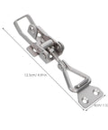 Heavy Duty Toggle Clamp Latch With Adjustable Lock Hole Stainless Steel Kit, 12.5cm long, used for secure box closure.