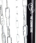 Close-up of Black Hole Lite 24-Chain Disc Golf Basket Target With Beefy All Metal Frame And Stable Base chains and metal frame details.